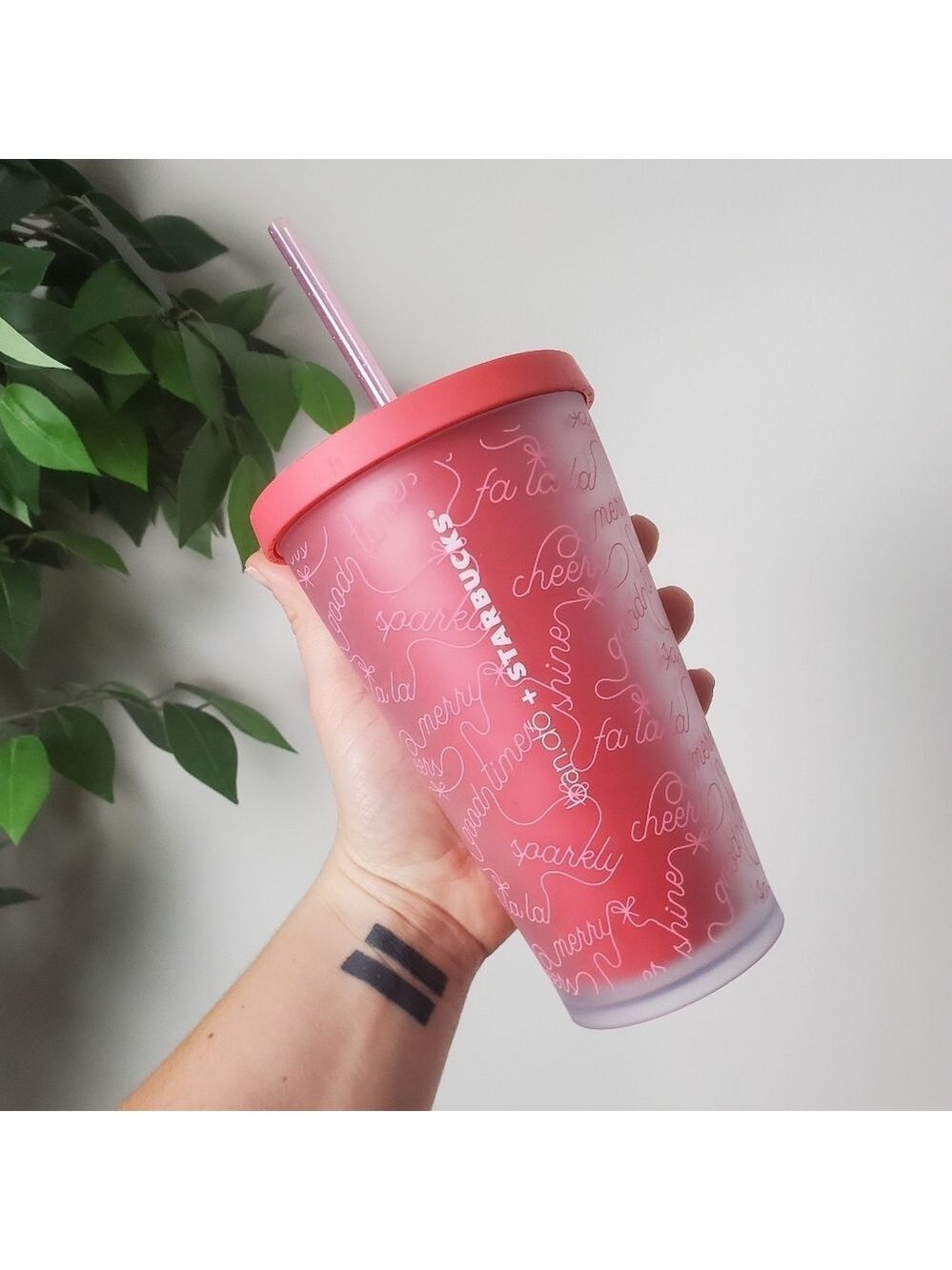 Starbucks Bando Collab Pink Merry Christmas Grande 16oz Tumbler